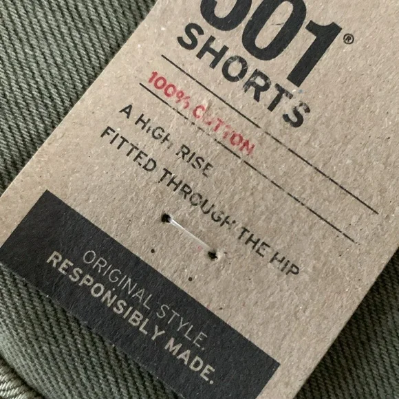 LEVIS 501 High Rise Jean Cut Off Shorts Olive Green NWT - Picture 11 of 11